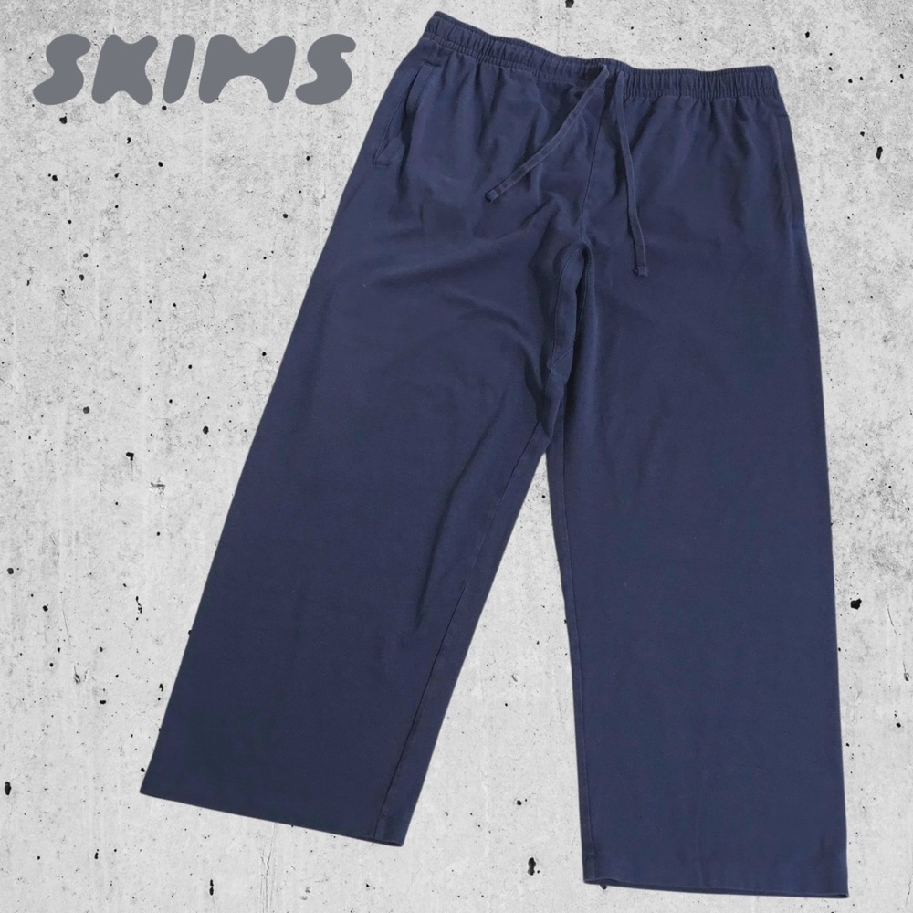 SKIMS Mens Relaxed Straight Leg Lounge‎ Pajama Pants Navy Blue XL